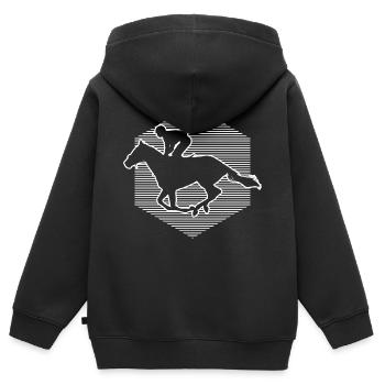 Cavalier de saut d'obstacles dressage équestre - Sweat Premium à capuche zippé enfant bio - noir - Dos - AI Model Kid Male (0cm)