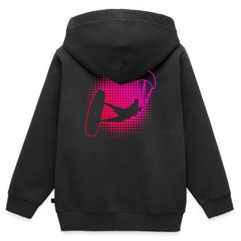 Kitesurf Kitesurf kitesurf kitesurfer kite - Sweat Premium à capuche zippé enfant bio - noir - Dos - AI Model Kid Male (0cm)