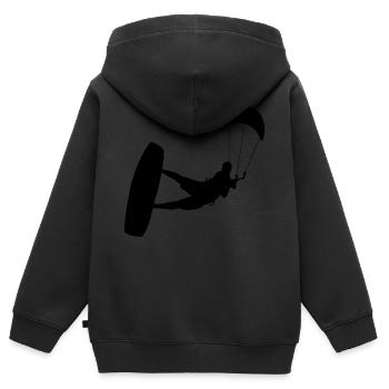 Kitesurf Kitesurf Kitesurf Femmes Kitesurf - Sweat Premium à capuche zippé enfant bio - noir - Dos - AI Model Kid Male (0cm)