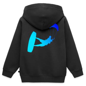 Kitesurf kitesurf kitesurf hommes kitesurfers - Sweat Premium à capuche zippé enfant bio - noir - Dos - AI Model Kid Male (0cm)