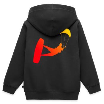 Kite Kitesurf Hommes Kitesurf Kitesurf Kitesurf Kitesurf - Sweat Premium à capuche zippé enfant bio - noir - Dos - AI Model Kid Male (0cm)