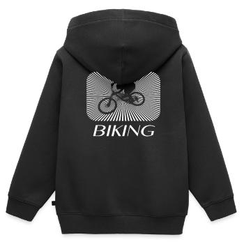 biking - Kinder Premium Organic Zip Hoodie - Schwarz - Hinten - AI Model Kid Male (0cm)