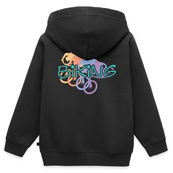Biking - Kinder Premium Organic Zip Hoodie - Schwarz - Hinten - AI Model Kid Male (0cm)