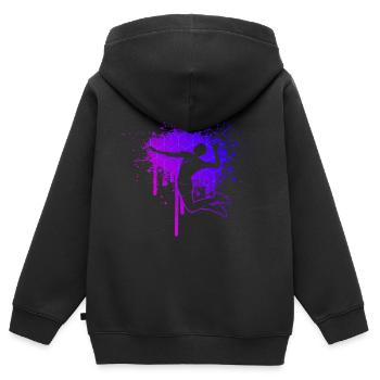 Joueur de volley-ball Volley Beach Volley Volley - Sweat Premium à capuche zippé enfant bio - noir - Dos - AI Model Kid Male (0cm)