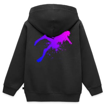 Plongée Plongée Libre Plongée Plongée Hommes - Sweat Premium à capuche zippé enfant bio - noir - Dos - AI Model Kid Male (0cm)