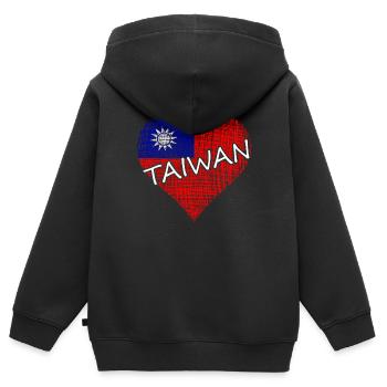 Taiwan - Kinder Premium Organic Zip Hoodie - Schwarz - Hinten - AI Model Kid Male (0cm)