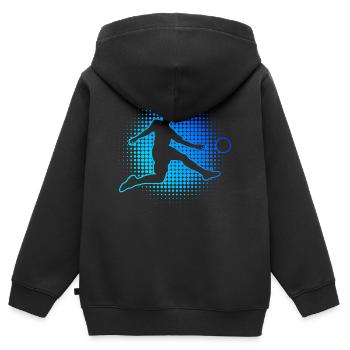 Fussballspielen Fussballspieler Herren Fussballer - Kinder Premium Organic Zip Hoodie - Schwarz - Hinten - AI Model Kid Male (0cm)