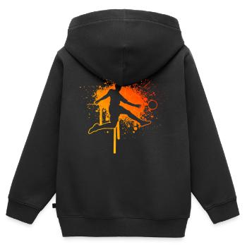 Fussball Fussballspielen Fussballspieler Herren - Kinder Premium Organic Zip Hoodie - Schwarz - Hinten - AI Model Kid Male (0cm)