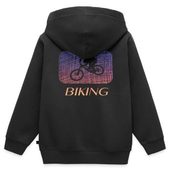 biking - Kinder Premium Organic Zip Hoodie - Schwarz - Hinten - AI Model Kid Male (0cm)