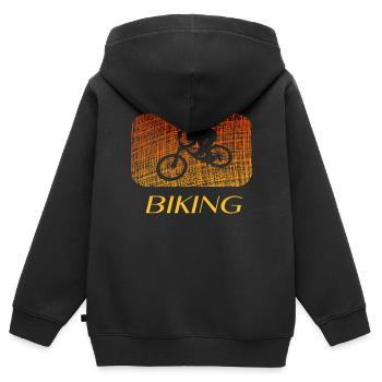 Biking biken - Kinder Premium Organic Zip Hoodie - Schwarz - Hinten - AI Model Kid Male (0cm)