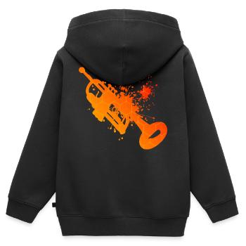 Trompetenspieler Herren Damen Trompeten Spieler - Kinder Premium Organic Zip Hoodie - Schwarz - Hinten - AI Model Kid Male (0cm)