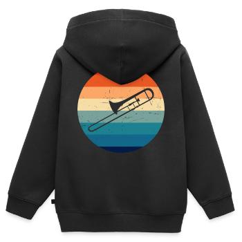 Ténor Trombone Ladies Brass Band Brass Instrument - Sweat Premium à capuche zippé enfant bio - noir - Dos - AI Model Kid Male (0cm)
