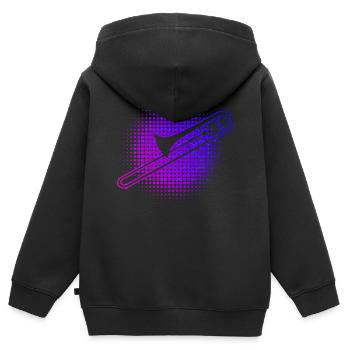 Hommes Femmes Ténor Trombone Brass Band Brass - Sweat Premium à capuche zippé enfant bio - noir - Dos - AI Model Kid Male (0cm)