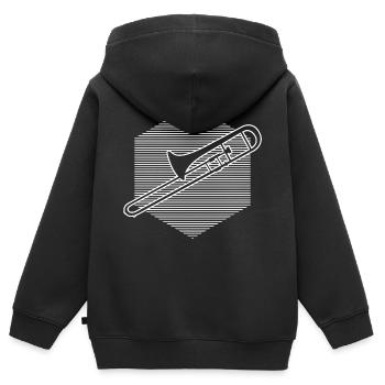 Ténor Trombone Brass Instrument Ladies Brass Band - Sweat Premium à capuche zippé enfant bio - noir - Dos - AI Model Kid Male (0cm)