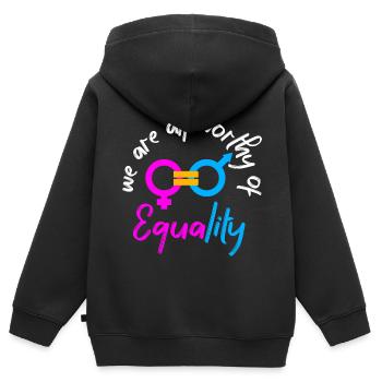 Equality - Kids Premium Organic Zip-up Hoodie - black - Back - AI Model Kid Male (0cm)