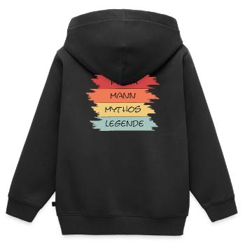Papa Mann Mythos Legende - Kinder Premium Organic Zip Hoodie - Schwarz - Hinten - AI Model Kid Male (0cm)
