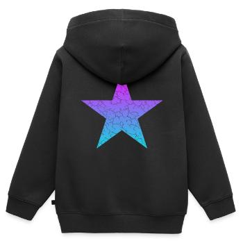 blue star purple star Stern Vintage - Kinder Premium Organic Zip Hoodie - Schwarz - Hinten - AI Model Kid Male (0cm)