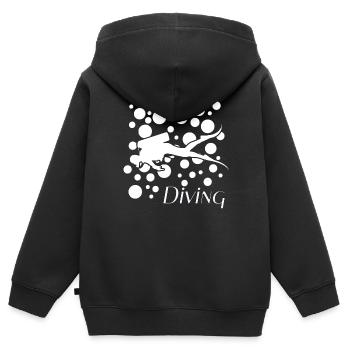 Taucher mit Luftblasen diving - Kinder Premium Organic Zip Hoodie - Schwarz - Hinten - AI Model Kid Male (0cm)
