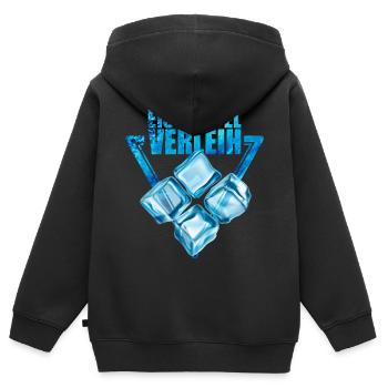 Eiswürfel Verleih - Kinder Premium Organic Zip Hoodie - Schwarz - Hinten - AI Model Kid Male (0cm)