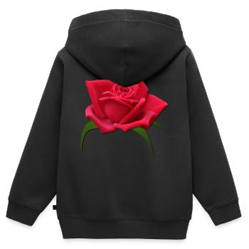 Rose rote Rose Rosenblüte - Kinder Premium Organic Zip Hoodie - Schwarz - Hinten - AI Model Kid Male (0cm)