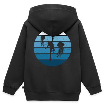 Plongée Pour Femmes Plongée Plongée Plongeuse Plongée Libre - Sweat Premium à capuche zippé enfant bio - noir - Dos - AI Model Kid Male (0cm)