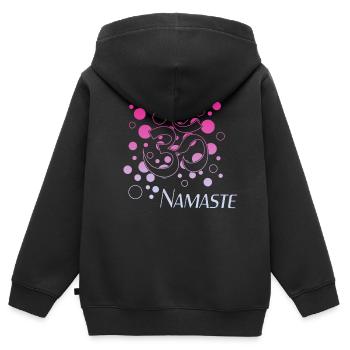 Namaste - Kinder Premium Organic Zip Hoodie - Schwarz - Hinten - AI Model Kid Male (0cm)