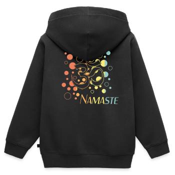 Namaste - Kinder Premium Organic Zip Hoodie - Schwarz - Hinten - AI Model Kid Male (0cm)