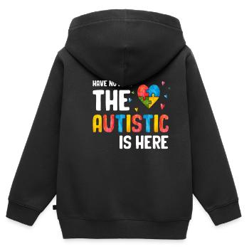 Autismus Geschenk Autist Asperger ADHS Autism - Kinder Premium Organic Zip Hoodie - Schwarz - Hinten - AI Model Kid Male (0cm)