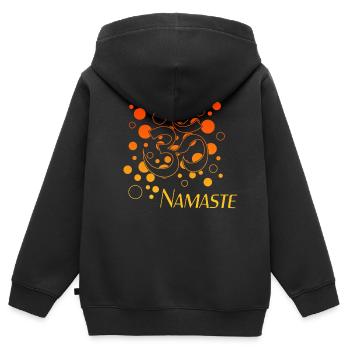 Namaste - Kinder Premium Organic Zip Hoodie - Schwarz - Hinten - AI Model Kid Male (0cm)