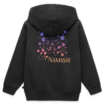 Namaste - Kinder Premium Organic Zip Hoodie - Schwarz - Hinten - AI Model Kid Male (0cm)