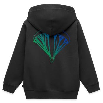 Parapente Femmes Parapente Parapente Parapente Parapente - Sweat Premium à capuche zippé enfant bio - noir - Dos - AI Model Kid Male (0cm)