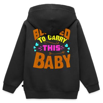 Mère Enceinte Bébé Nourrisson T-shirt Maman - Sweat Premium à capuche zippé enfant bio - noir - Dos - AI Model Kid Male (0cm)