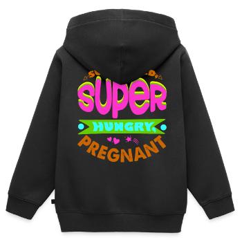 Mère Enceinte Bébé Nourrisson T-shirt Maman - Sweat Premium à capuche zippé enfant bio - noir - Dos - AI Model Kid Male (0cm)