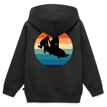 Bob fahren Bobsport Bobbahn Bob Damen Herren - Kinder Premium Organic Zip Hoodie - Schwarz - Hinten - AI Model Kid Male (0cm)