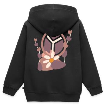 Friedenszeichen mit Blume - Kinder Premium Organic Zip Hoodie - Schwarz - Hinten - AI Model Kid Male (0cm)