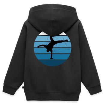 Bgirl Break Dance Breakdance Hommes Bboy - Sweat Premium à capuche zippé enfant bio - noir - Dos - AI Model Kid Male (0cm)