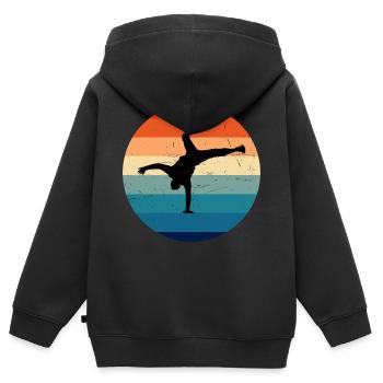 Hommes Femmes Bgirl Hip Hop Break Dance Bboy - Sweat Premium à capuche zippé enfant bio - noir - Dos - AI Model Kid Male (0cm)