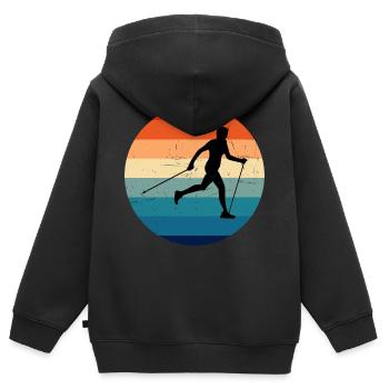 Herren Damen Nordic Walking Walking Walken - Kinder Premium Organic Zip Hoodie - Schwarz - Hinten - AI Model Kid Male (0cm)