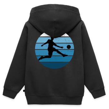 Fussball Fussballspiel Fussballspielen Damen - Kinder Premium Organic Zip Hoodie - Schwarz - Hinten - AI Model Kid Male (0cm)