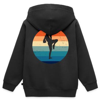 Boxe Thaï Hommes Muay Thai Boxe Thaï Boxeur Thaï - Sweat Premium à capuche zippé enfant bio - noir - Dos - AI Model Kid Male (0cm)