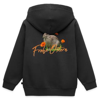 Frohe Ostern Osterhase - Kinder Premium Organic Zip Hoodie - Schwarz - Hinten - AI Model Kid Male (0cm)