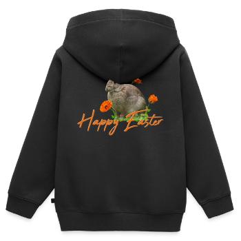Happy Easter rabbit cony - Kinder Premium Organic Zip Hoodie - Schwarz - Hinten - AI Model Kid Male (0cm)