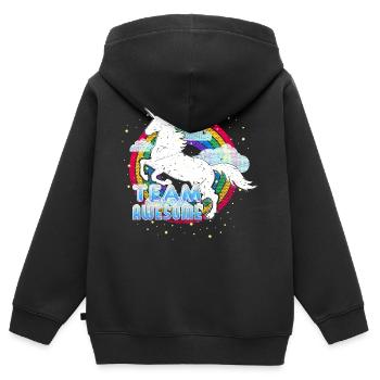 Licorne (Team Awesome) - Sweat Premium à capuche zippé enfant bio - noir - Dos - AI Model Kid Male (0cm)