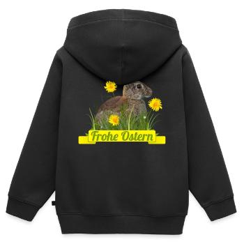 Frohe Ostern Osterhase - Kinder Premium Organic Zip Hoodie - Schwarz - Hinten - AI Model Kid Male (0cm)
