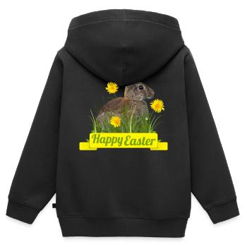 Happy Easter rabbit cony - Kinder Premium Organic Zip Hoodie - Schwarz - Hinten - AI Model Kid Male (0cm)