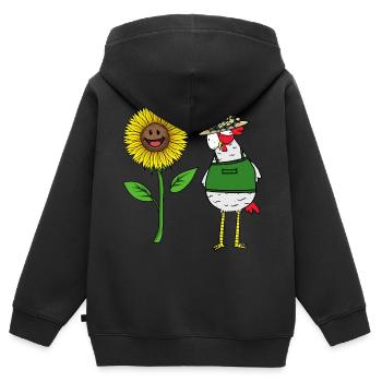 Gärtner Huhn Henne Sonnenblume Gartenbau Gärtnerei - Kinder Premium Organic Zip Hoodie - Schwarz - Hinten - AI Model Kid Male (0cm)