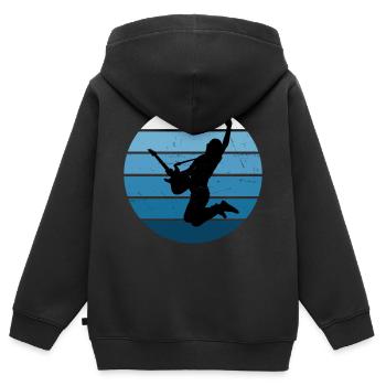 Damen Gitarrenspieler E-gitarre akustische gitarre - Kinder Premium Organic Zip Hoodie - Schwarz - Hinten - AI Model Kid Male (0cm)
