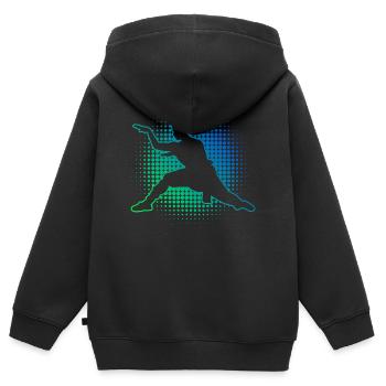 Wushu Kung Fu Kungfu Arts Martiaux Femmes Hommes - Sweat Premium à capuche zippé enfant bio - noir - Dos - AI Model Kid Male (0cm)