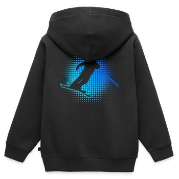 Freestyle Ski Herren Slopestyle Ski Jumping - Kinder Premium Organic Zip Hoodie - Schwarz - Hinten - AI Model Kid Male (0cm)