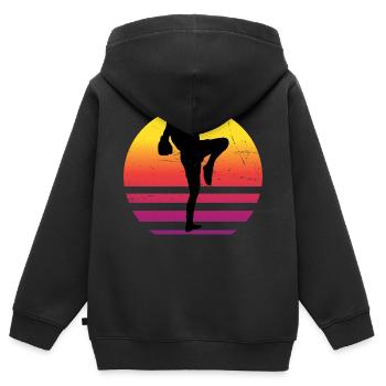 Femmes Boxeur Thaï Boxe Thaï Boxe Thaï Muay Thai - Sweat Premium à capuche zippé enfant bio - noir - Dos - AI Model Kid Male (0cm)